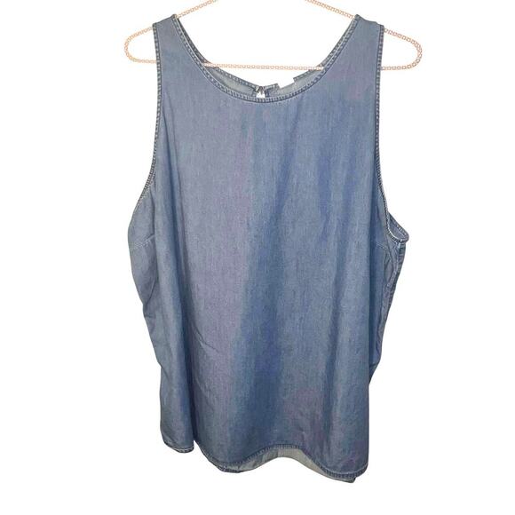 Old Navy women’s size XXL sleeveless chambray denim keyhole back tank top Y2K￼ - Picture 1 of 7
